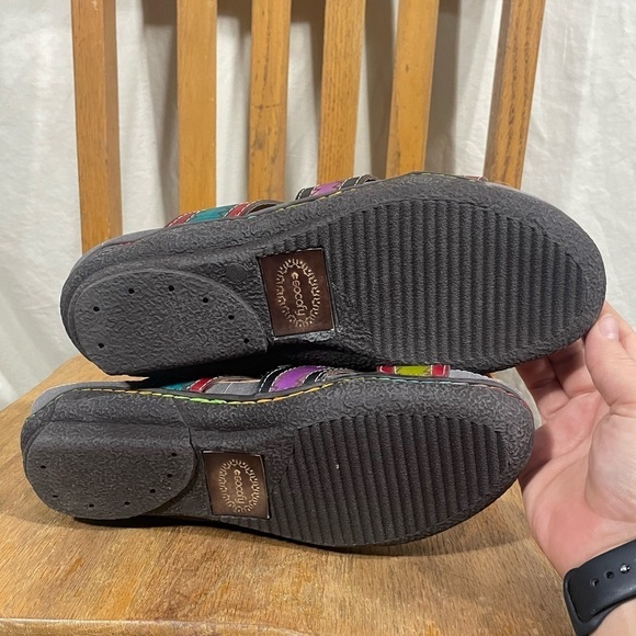 Socofy Women's Sandals Slip On Slides Multicolored Boho Artsy Size EU 42/ US 11 - Picture 6 of 9